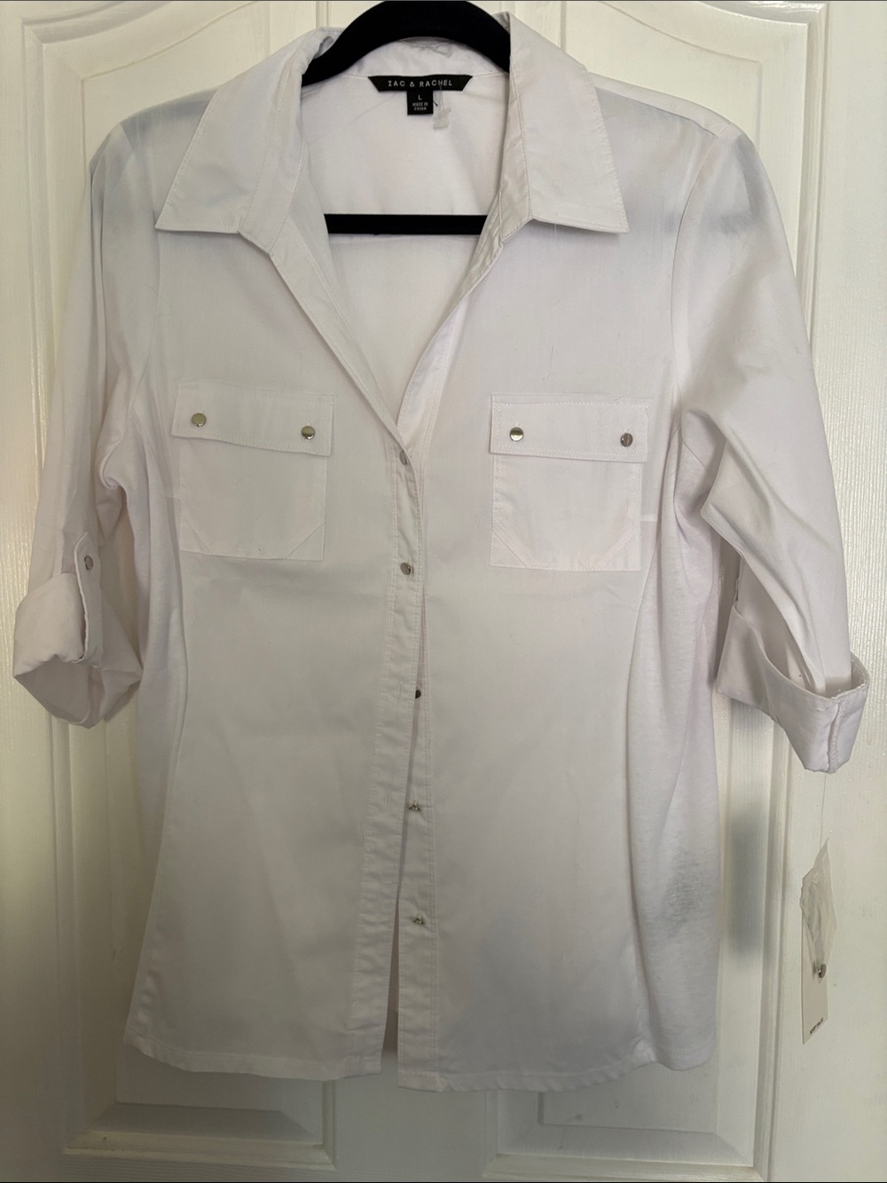 Zac & Rachel White Button-Down Roll-Sleeve Shirt